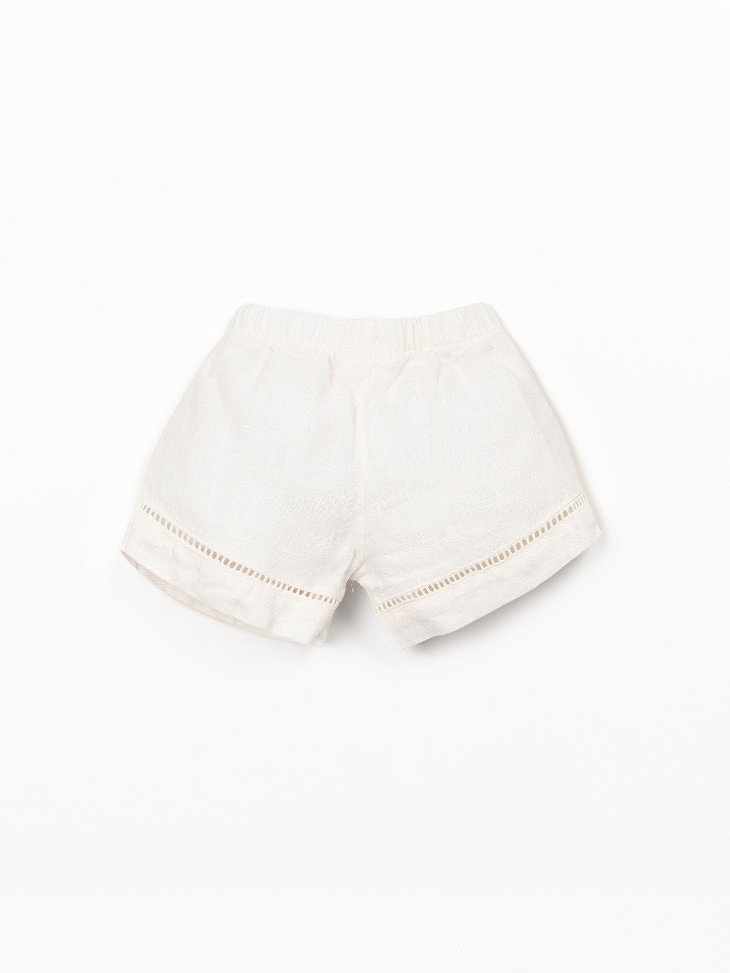 Linnen short met elastische taille - Ecru - 100% linnen - Play Up