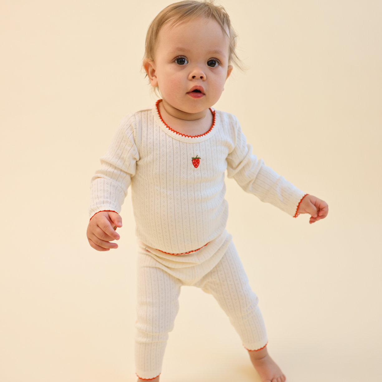Pointelle legging Flora – Gentle Cream – 100% katoen – Flöss