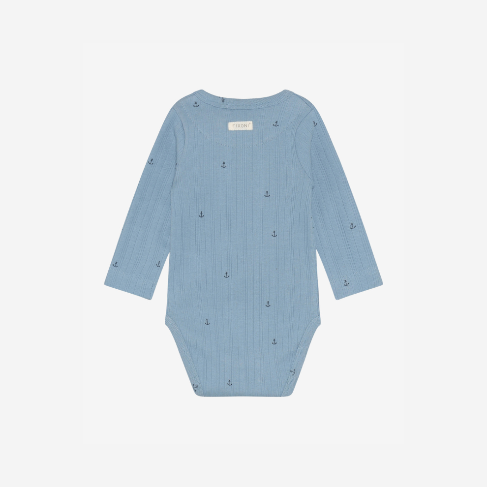 Long-Sleeved Romper - Organic Cotton - Mountain Spring/Blue - Fixoni