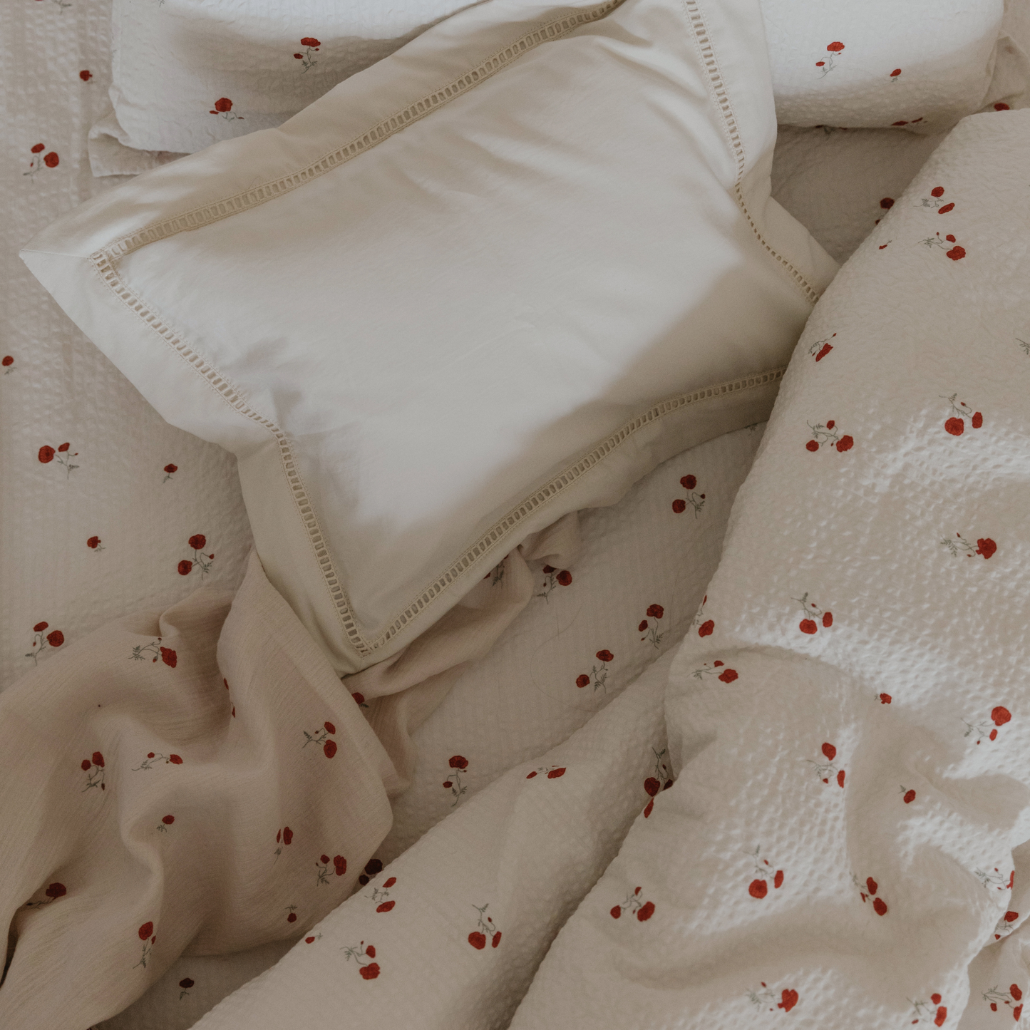 Quilted blanket - 100x140cm - Seersucker Filled Blanket - Poppy - Garbo&Friends