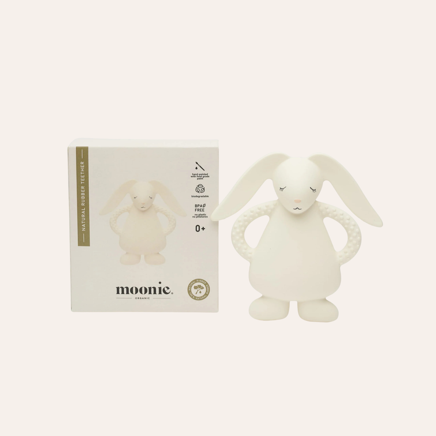 Teether Bunny Cream - Natural Rubber - Moonie