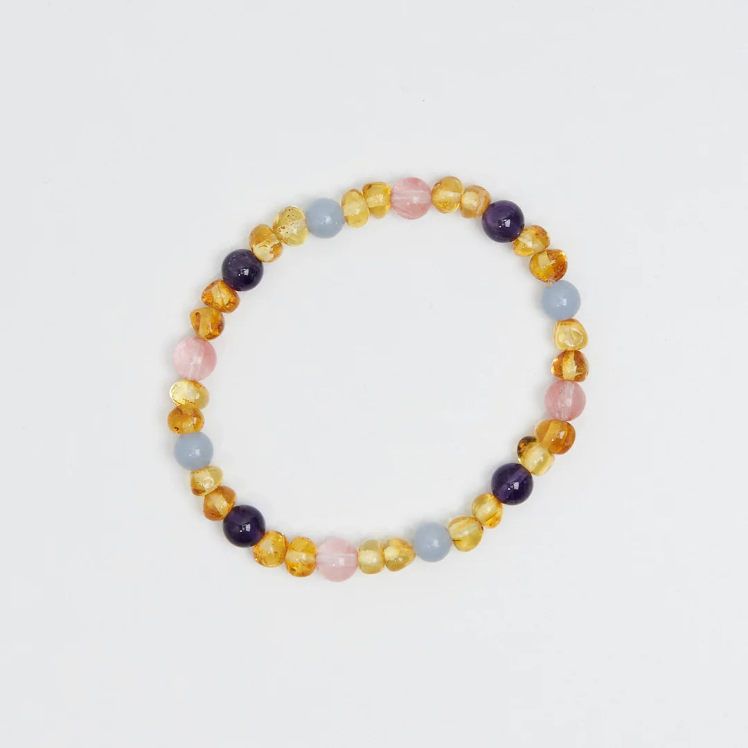 Bernstein- und Edelsteinarmband - Bobbie - 14 cm - Kinder 0-3 Jahre - Nirrimis
