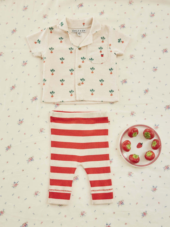 Terry shirt top - Printed shirt - Beetroot/Off White - Emile et Ida