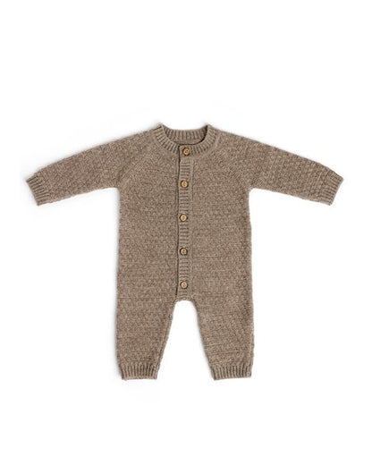Knitted romper - Merino wool - Square knit - Brown - Smallstiff