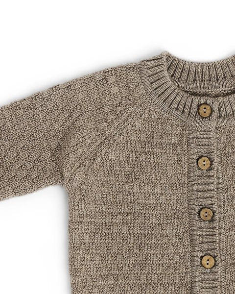 Knitted romper - Merino wool - Square knit - Brown - Smallstiff