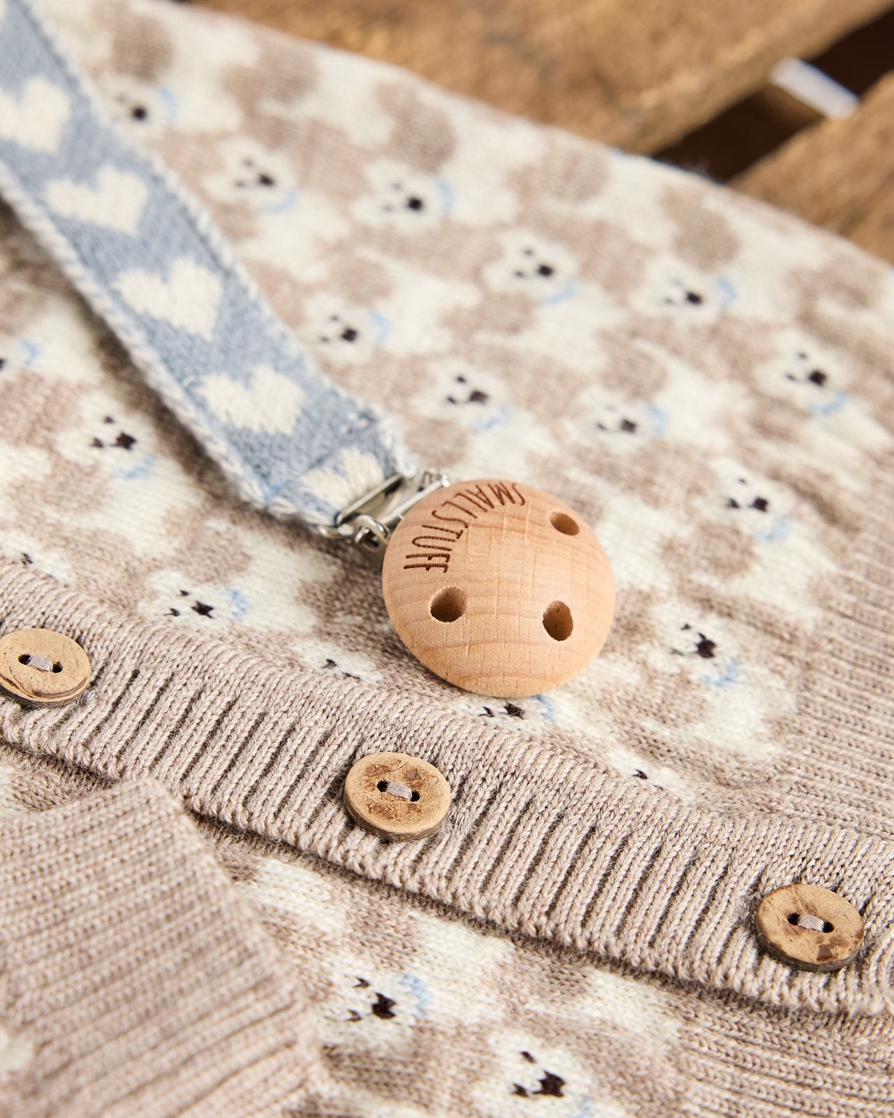 Knitted Romper - Nature Melange Dogs - 100% merino wool - SmallStuff