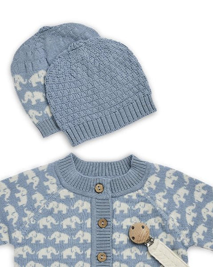 Cardigan Elephants - Merino wool - Blue - Smallstuff