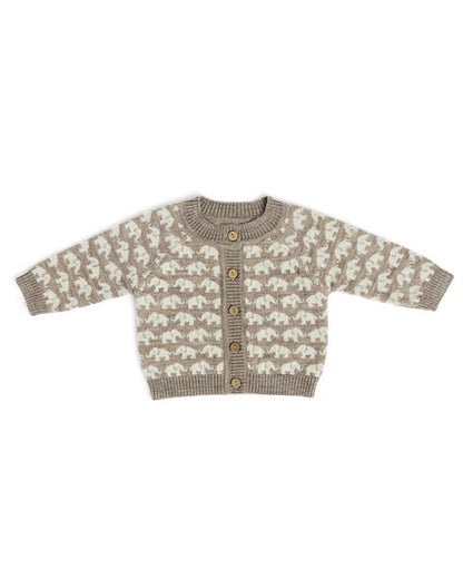 Cardigan Elephants - Merino wool - Brown - Smallstuff