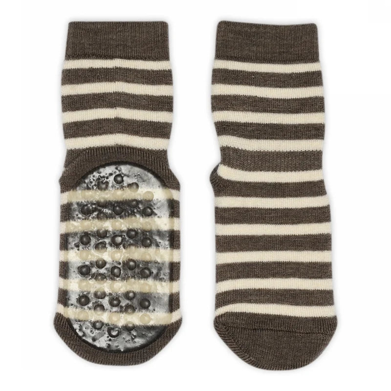 Elis Anti-Slip Socks – Brown Melange – Wollen Rutschfeste Kindersocken – Merinowolle – MP Denmark