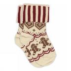 Merry Socks – Chaussettes de Noël en coton pour enfant – Motif de Noël et revers rayé – MP Denmark