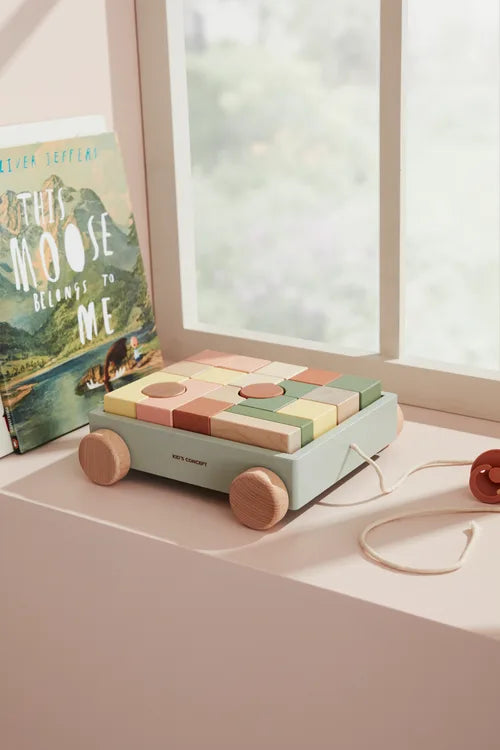 Houten Trekwagen met Blokken - 21 delige set - Kid's Concept