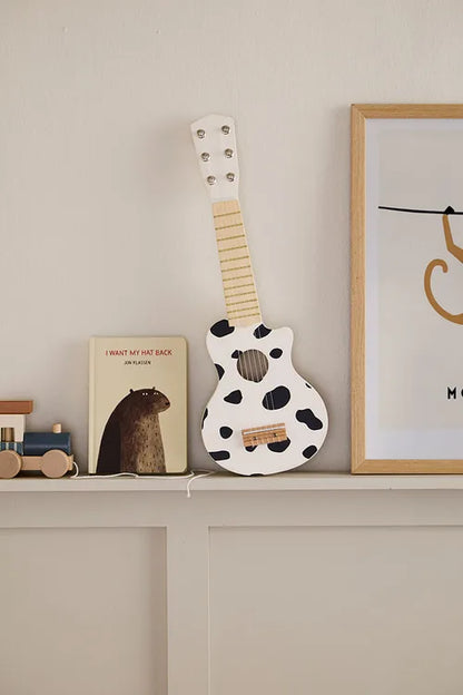 Wooden Toy Guitar - Cow Print - Black White - FSC Certified - Kid’s Concept