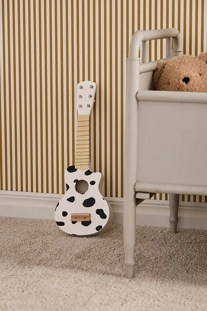 Wooden Toy Guitar - Cow Print - Black White - FSC Certified - Kid’s Concept