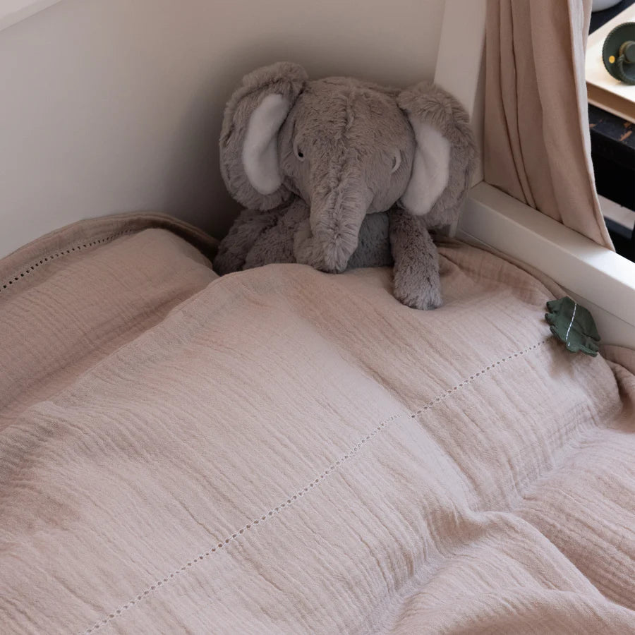 Mousseline beddengoed baby - Dekbedovertrek - 100x70 & 40x45 - Seabreeze beige
