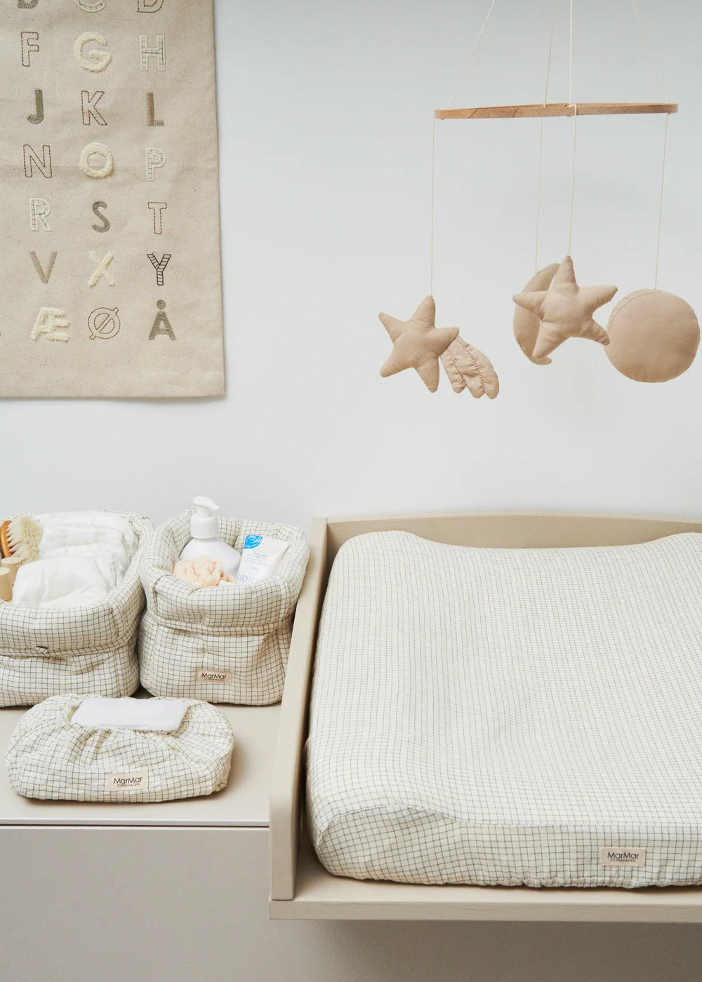 Nursery Storage Bags – Deep Lake Check – Set of 2 quilted storage baskets – Organic cotton – MarMar Copenhagen