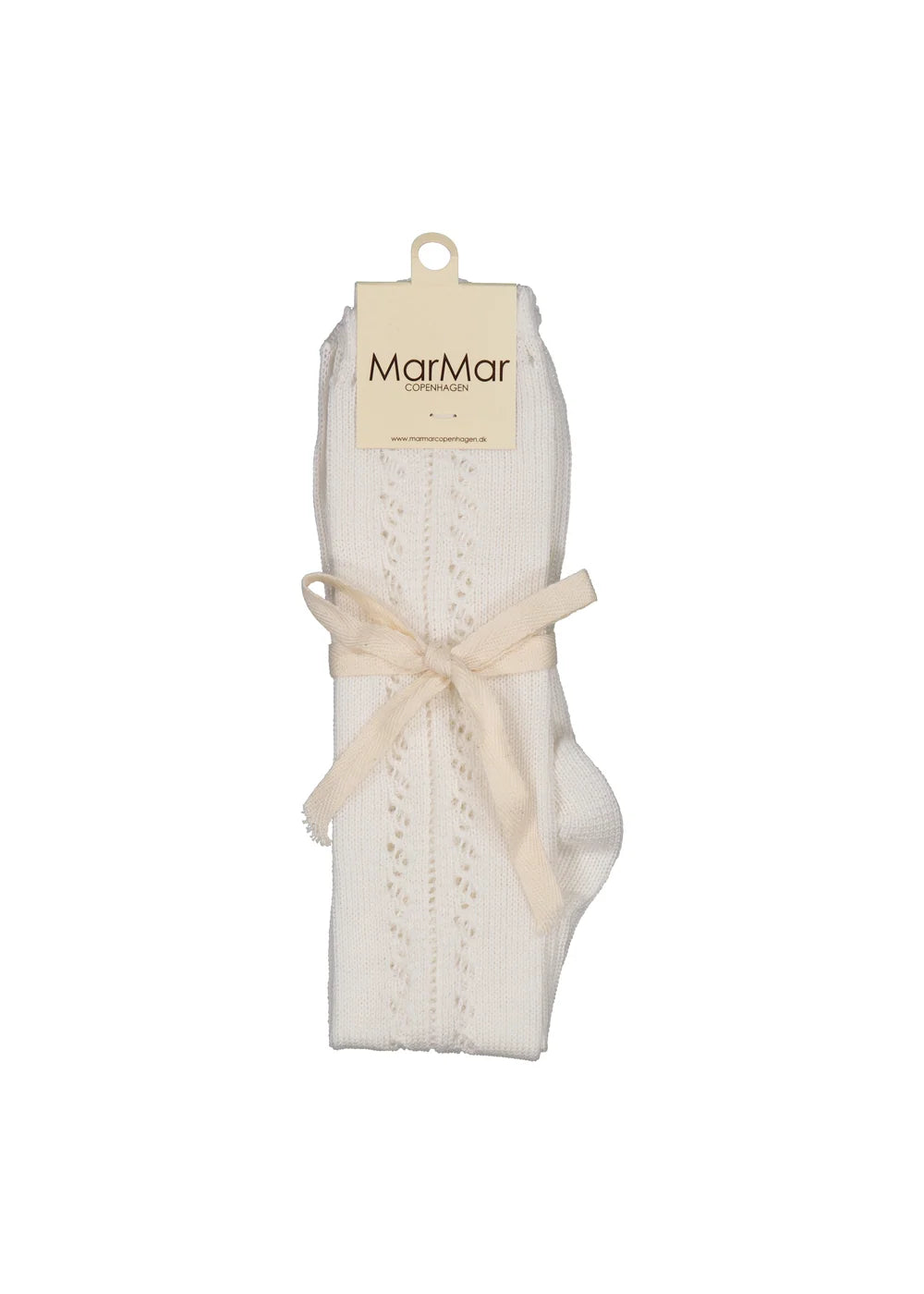 Knee Socks Pointelle – Gentle White – Cotton kids' knee-high socks with openwork pattern – MarMar Copenhagen