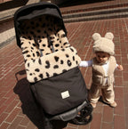 Footmuff Puffmuff® - Merino Sheepskin - Noir + Leopard - BINIBAMBA