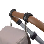 Kinderwagenhaken met Karabijnhaak (2-pack) – Olive, Beige, Black & Anthracite – LÄSSIG
