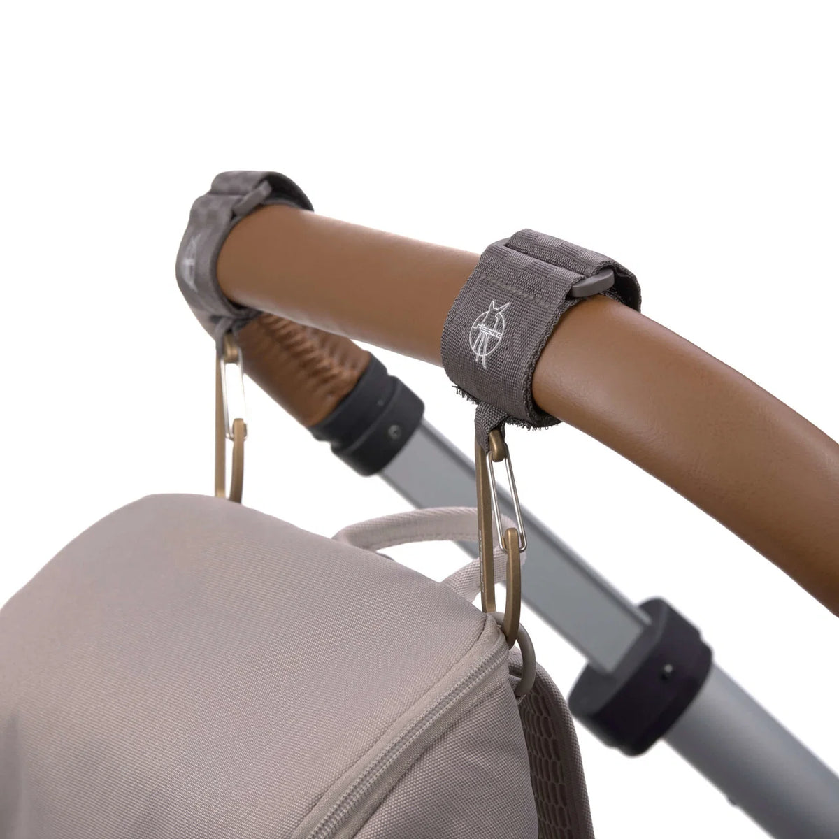 Kinderwagenhaken met Karabijnhaak (2-pack) – Olive, Beige, Black & Anthracite – LÄSSIG