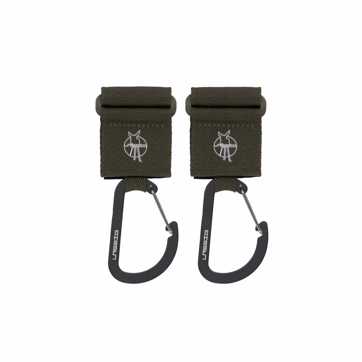 Kinderwagenhaken met Karabijnhaak (2-pack) – Olive, Beige, Black & Anthracite – LÄSSIG