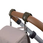 Kinderwagenhaken met Karabijnhaak (2-pack) – Olive, Beige, Black & Anthracite – LÄSSIG