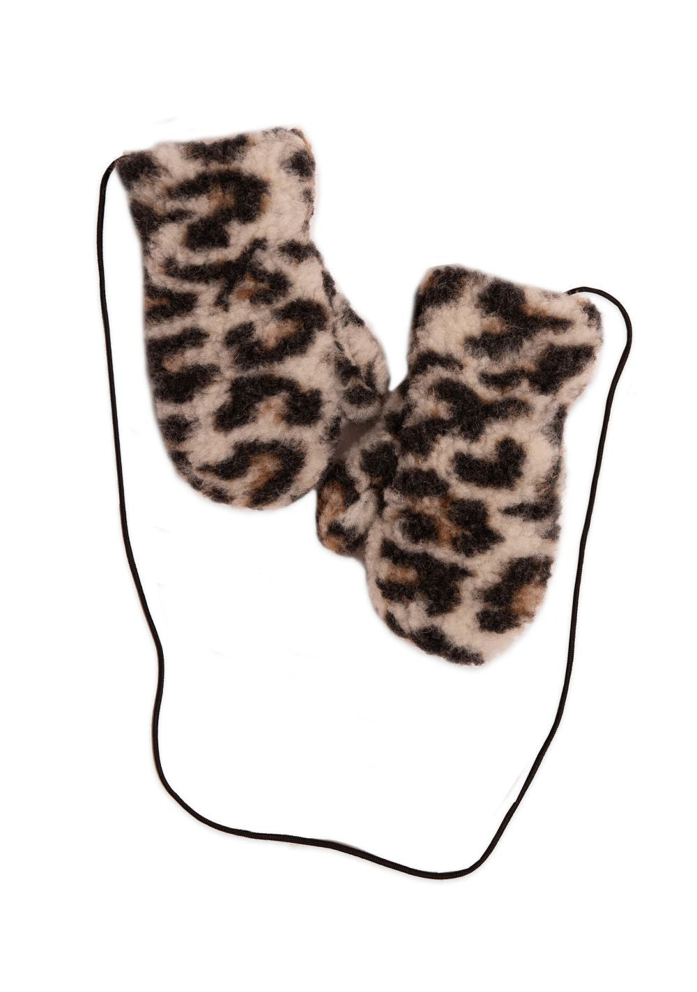 Wollen kinderwanten met koord - Gully Junior Leopard – 100% wol – Alwero