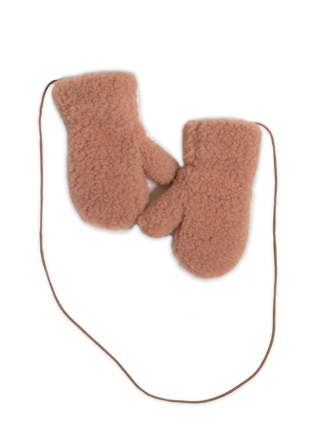 Wollene Kinderfäustlinge mit Kordel – Gully Junior Beige – 100% Wolle – Alwero