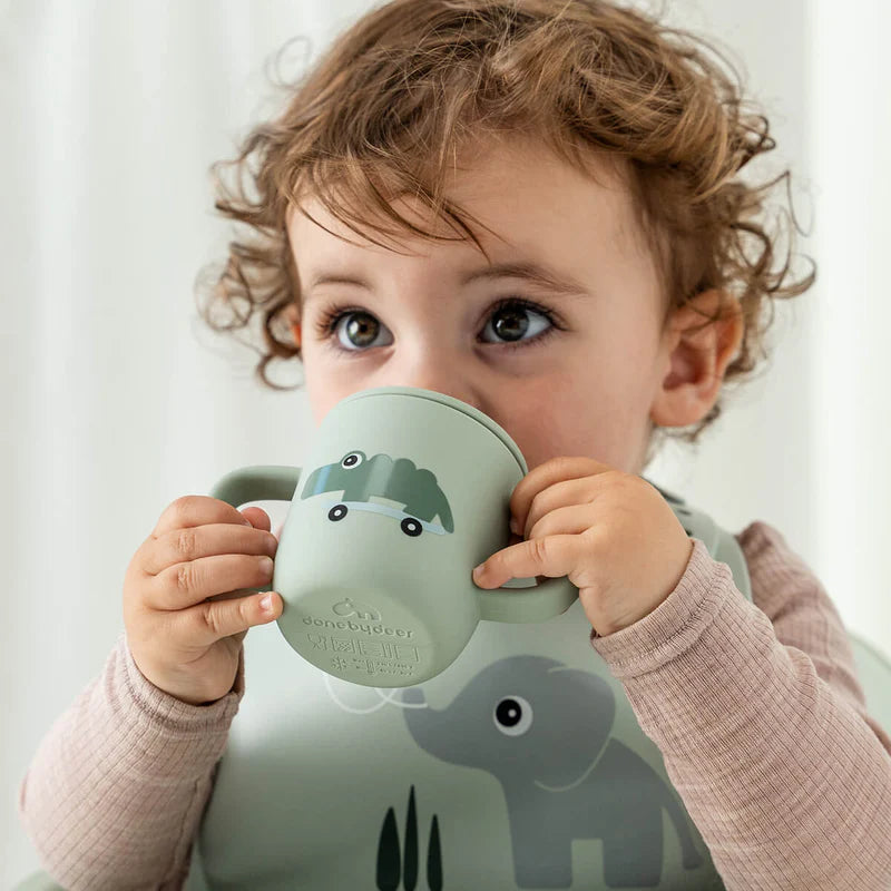 Silicone Drinking Cup with 2 Handles - Spout Cup - Croco - Green - Done by Deer