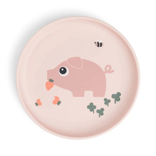 Anti slip bordje - Foodie plate - Tiny farm - Powder - Done by Deer