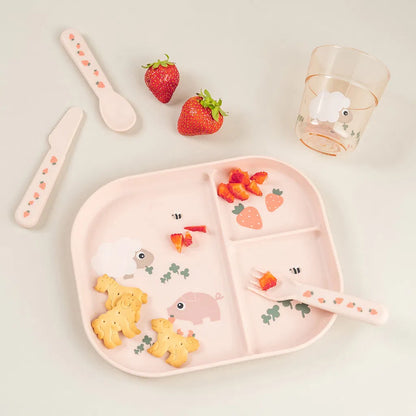 Compartment plate - Foodie compartment plate - Tiny farm - Powder - Done by Deer
