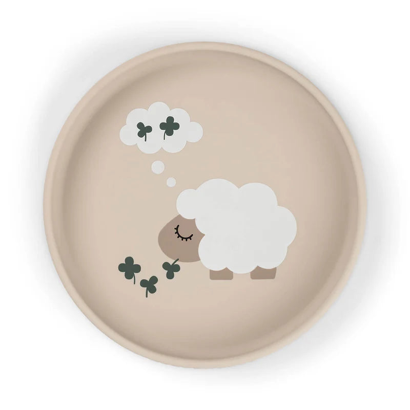 Zuignap bord - Silicone Stick&Stay plate - Tiny farm - Sand - Done by Deer - productfoto - afbeelding 2