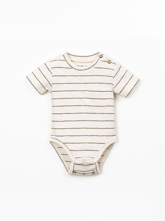Romper met borstzakje - Dark Green - 100% biologisch katoen - Play Up - voorkant