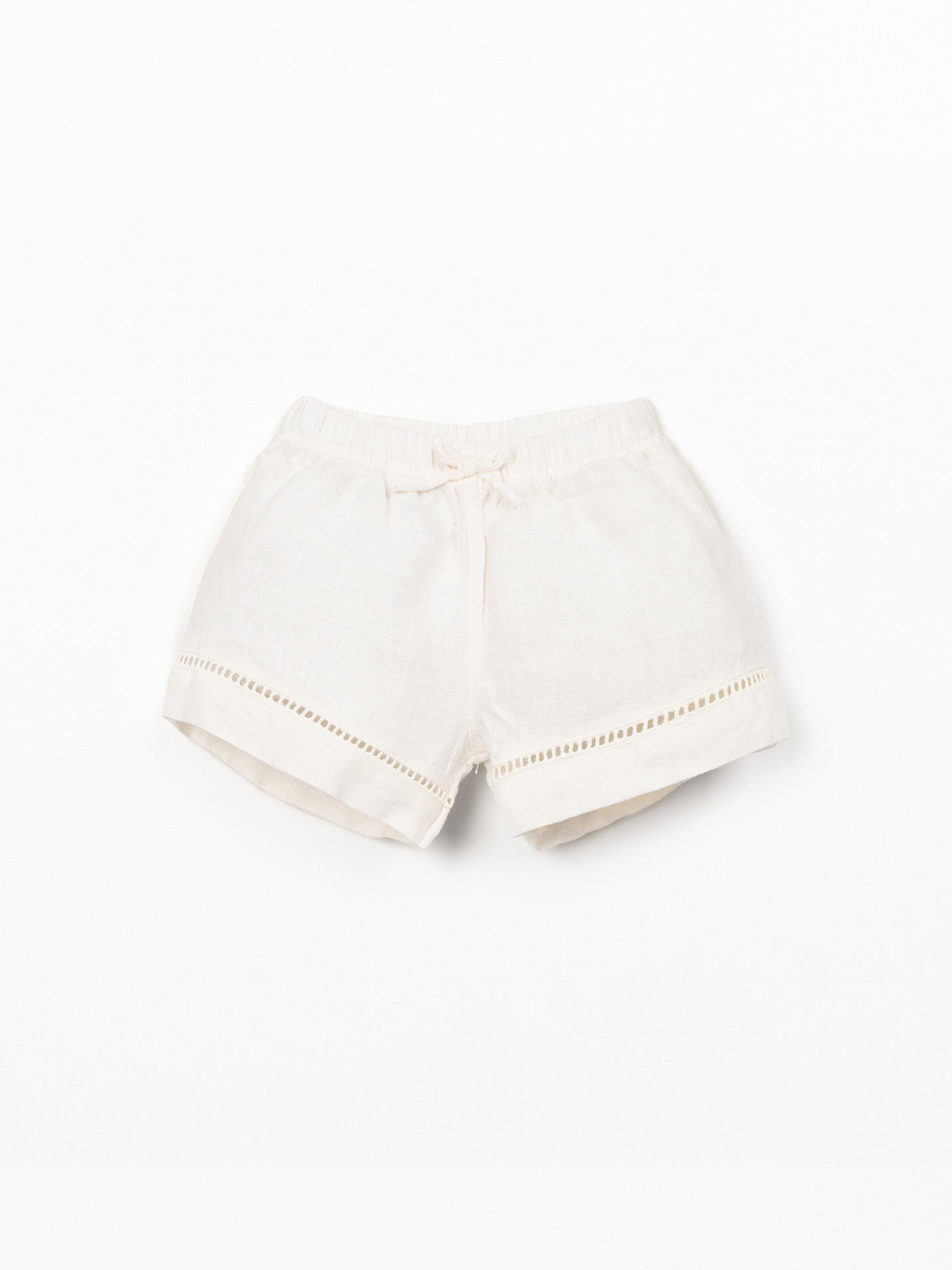 Linnen short met elastische taille - Ecru - 100% linnen - Play Up