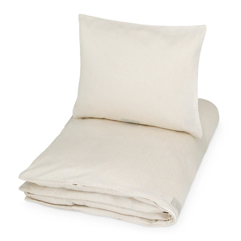 Dekbedovertrek junior - 100x140cm - Classic Stripes Camel - 100% biologisch katoen - CamCam Copenhagen