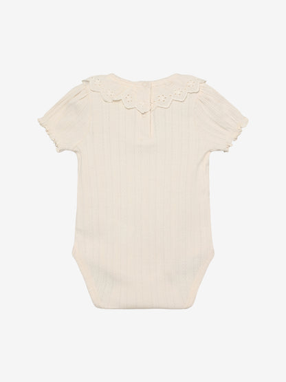 Pointelle romper with collar - Short sleeve - Cotton - Body LS Pointelle - En Fant