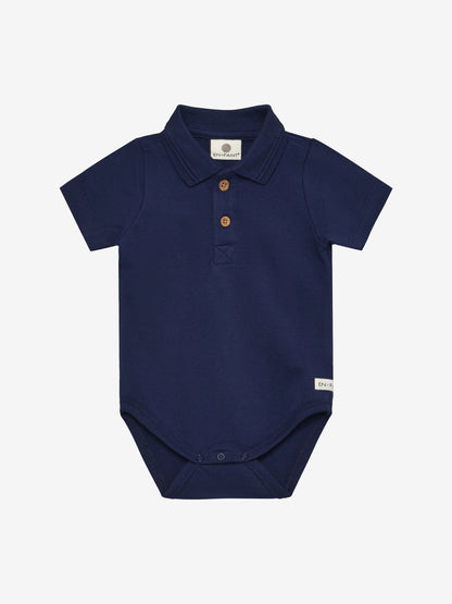 Korte Mouwen Polo Romper - Biologisch katoen - Medieval Blue - En Fant