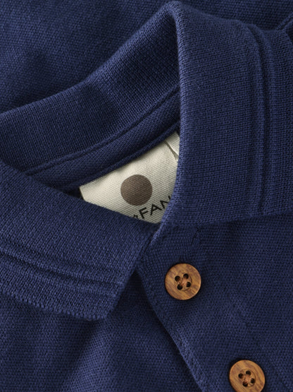 Korte Mouwen Polo Romper - Biologisch katoen - Medieval Blue - En Fant