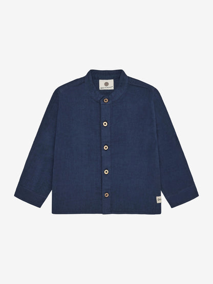 Overhemd top - Biologisch katoen mousseline - Medieval Blue - Shirt LS Muslin - En Fant