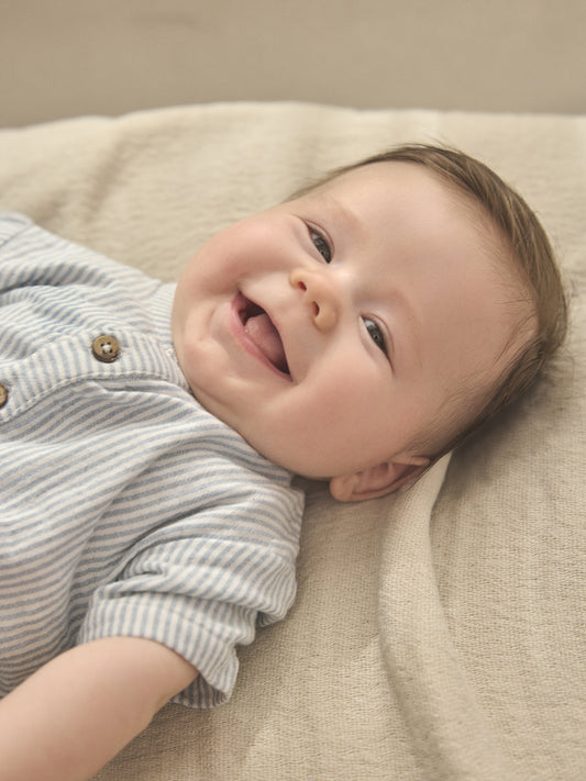 Playsuit Muslin Stripe - Korte Mouwen Jumpsuit - Biologisch Katoen Mousseline - En Fant
