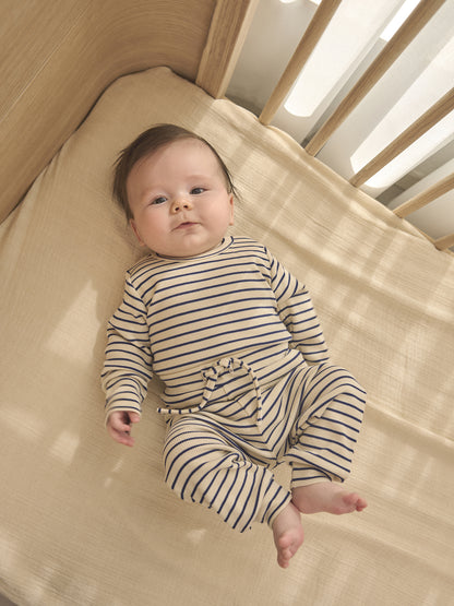 Long-sleeved romper - LS Rib Body - Medieval Blue Stripe - GOTS - Cotton - En Fant