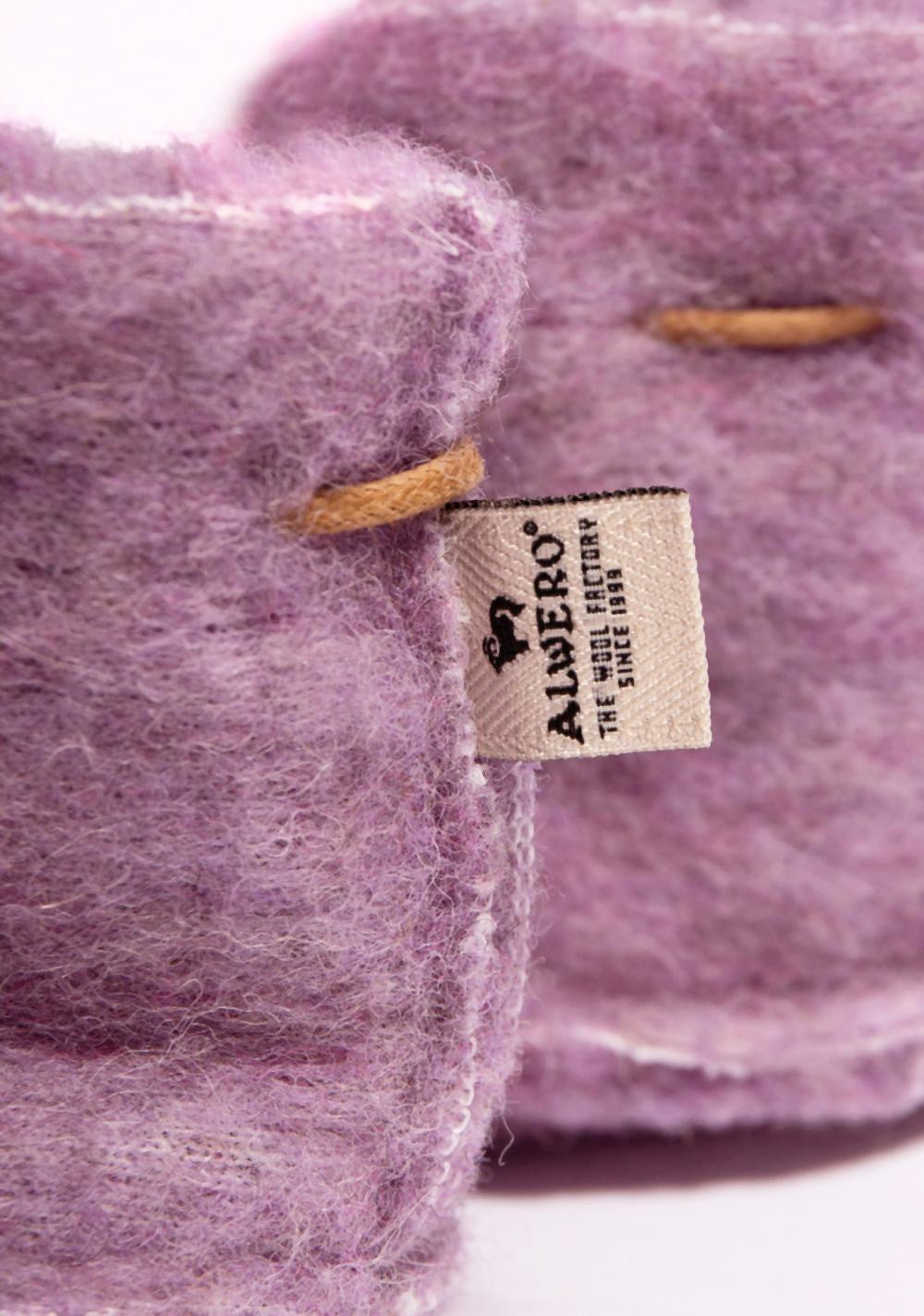 Emo Babyslofjes Lilly – Chaussons pour bébé en laine – Violet – 100 % laine – Alwero