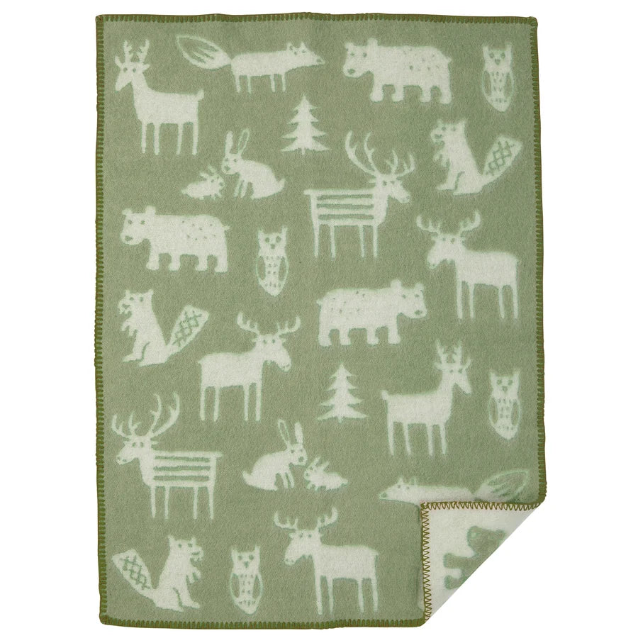 Wolldecke Babydecke Forest Lime Blossom – 100 % Lammwolle – Klippan