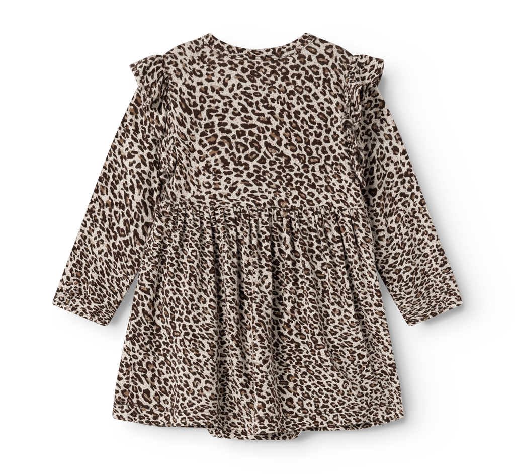 Babyjurkje Leo Ramona Frill LS met geïntegreerde romper - Modal - Dark Brown Leo - MarMar Copenhagen - productfoto - afbeelding 5
