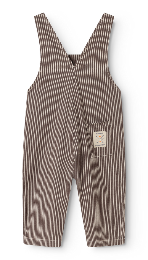 Baby dungarees Ruben - Soft denim - Dark Brownie Stripe - MarMar Copenhagen