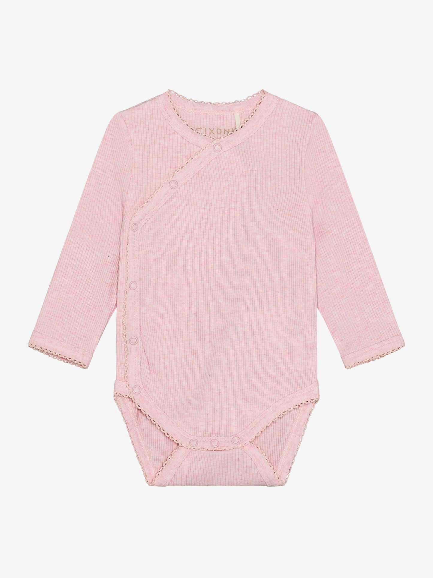 Wrap-Over Romper - Modal/Cotton - Pink/Bleached Mauve Melange - Fixoni