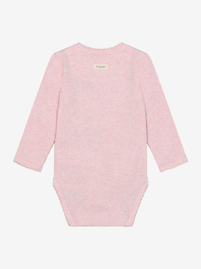 Wrap-Over Romper - Modal/Cotton - Pink/Bleached Mauve Melange - Fixoni