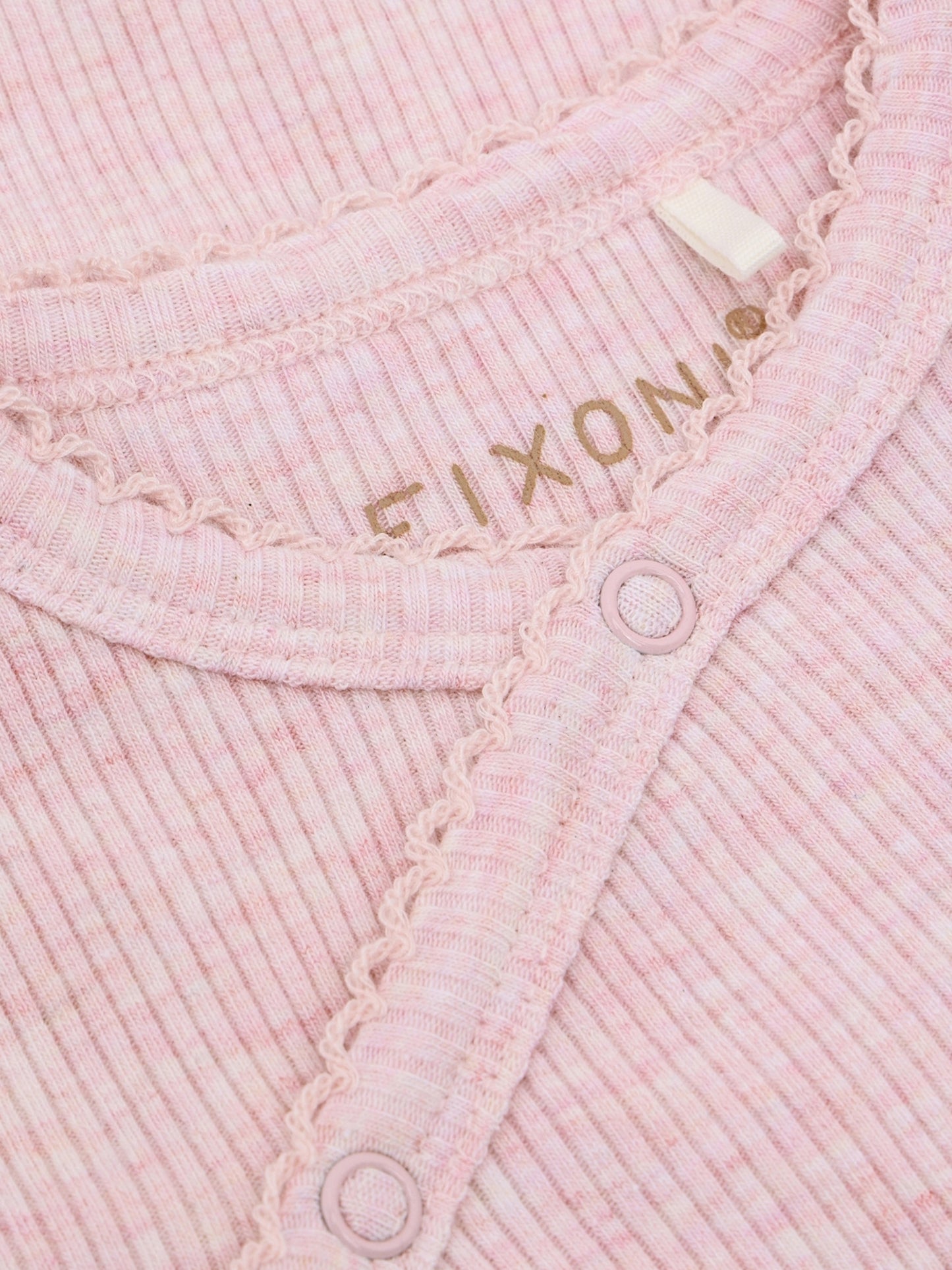 Wrap-Over Romper - Modal/Cotton - Pink/Bleached Mauve Melange - Fixoni