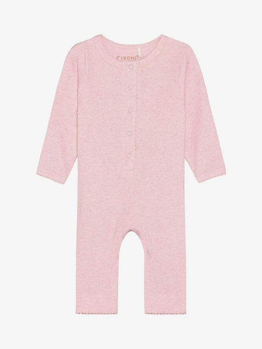 Jumpsuit - Modal/Cotton - Pink/Bleached Mauve Melange - Fixoni