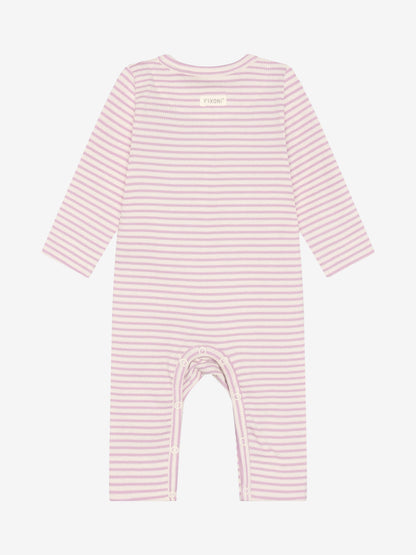 Bodysuit - Cotton - Striped Pink/Bleached Mauve - Fixoni