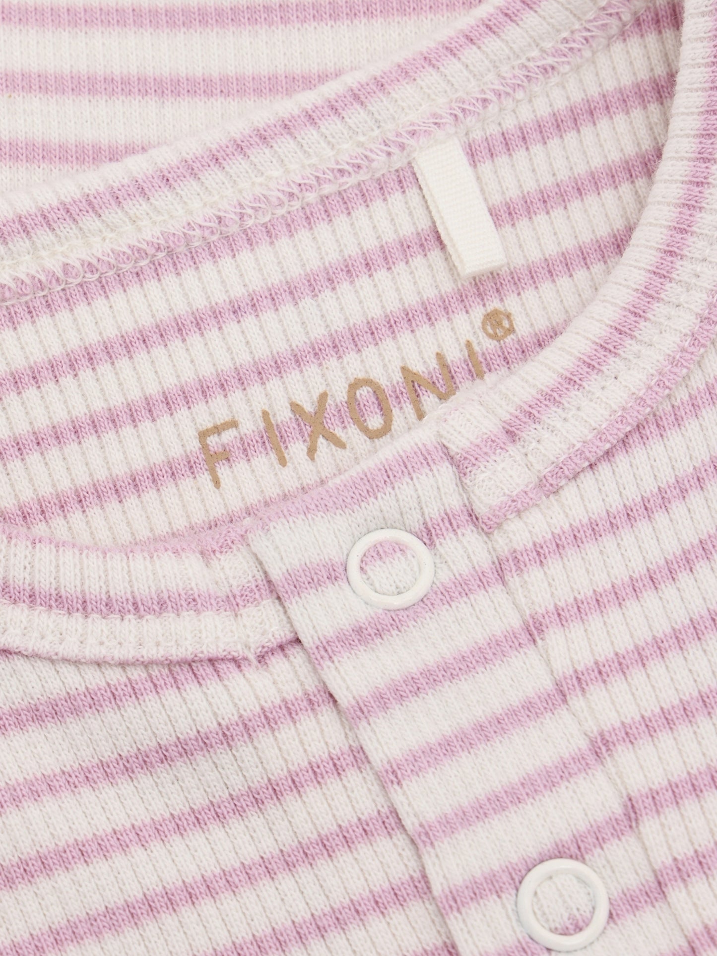 Bodysuit - Cotton - Striped Pink/Bleached Mauve - Fixoni